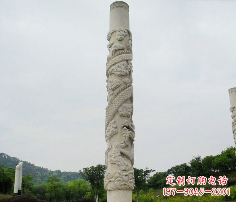 山西大理石盘龙柱广场文化柱石雕