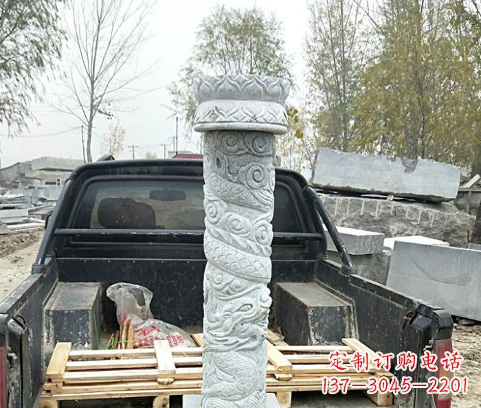 山西大理石盘龙柱石雕