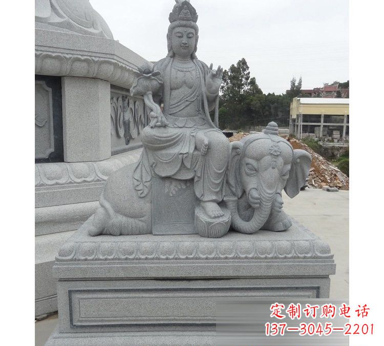 山西精雕细琢的大理石普贤菩萨雕塑