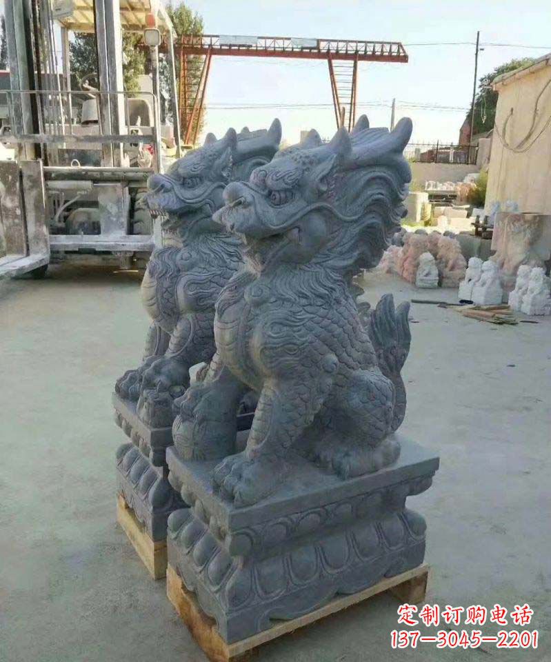 山西精美大理石麒麟雕塑