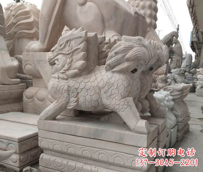 山西大理石麒麟古代神兽石雕