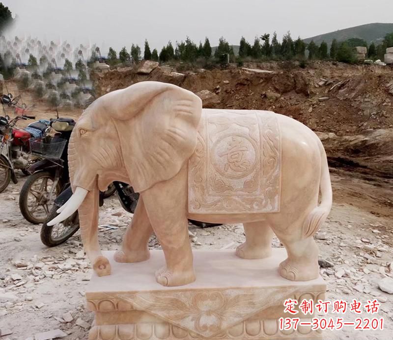 山西优雅大象大理石雕塑