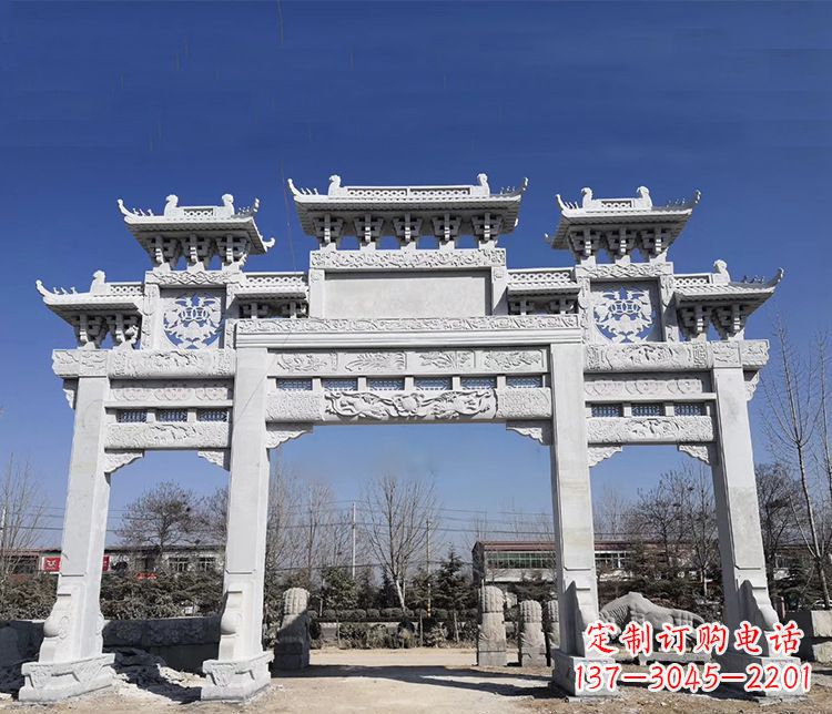 山西特色大理石牌坊石雕