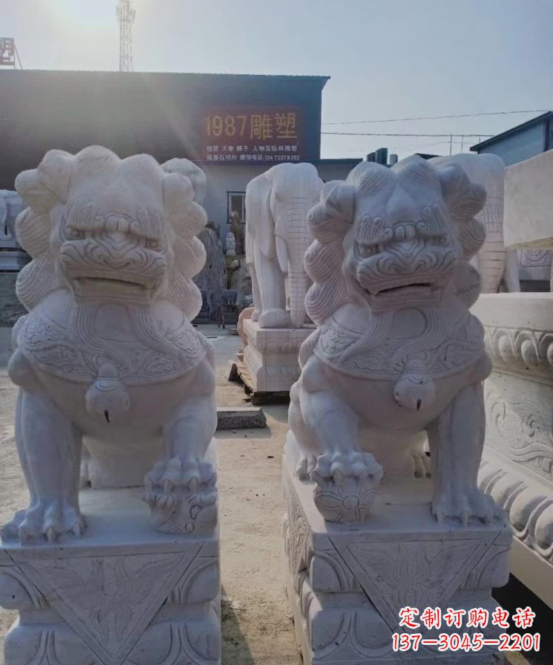 山西大理石狮子雕塑,象征威严