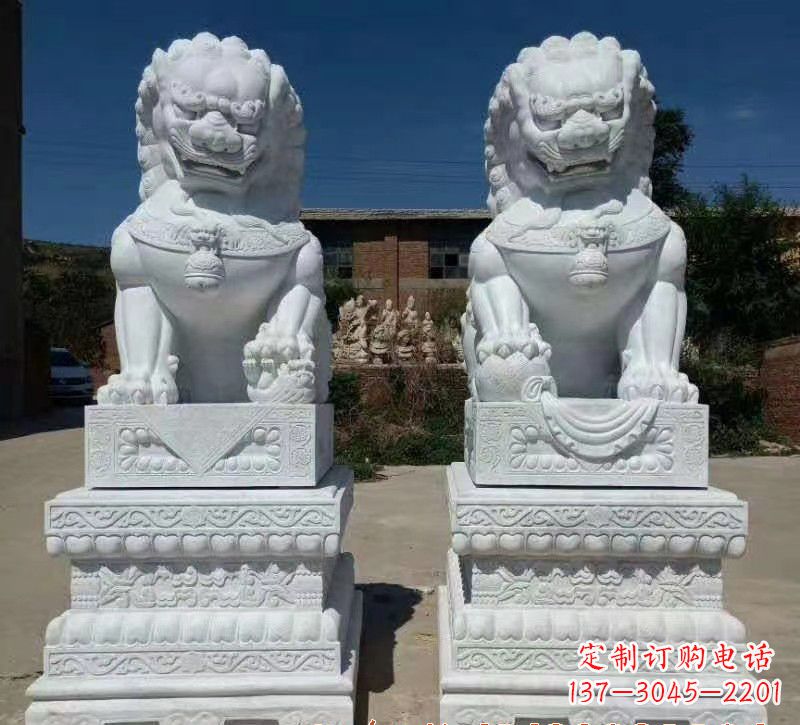 山西大理石狮子石雕,雕塑定制精美狮子