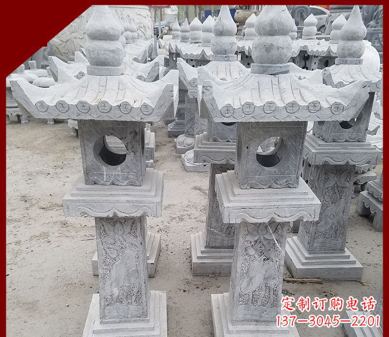 山西精美大理石石灯笼雕塑