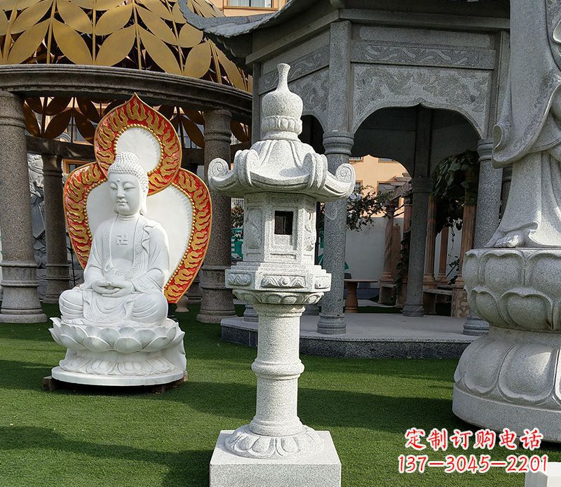 山西独特的大理石石灯笼寺庙石雕