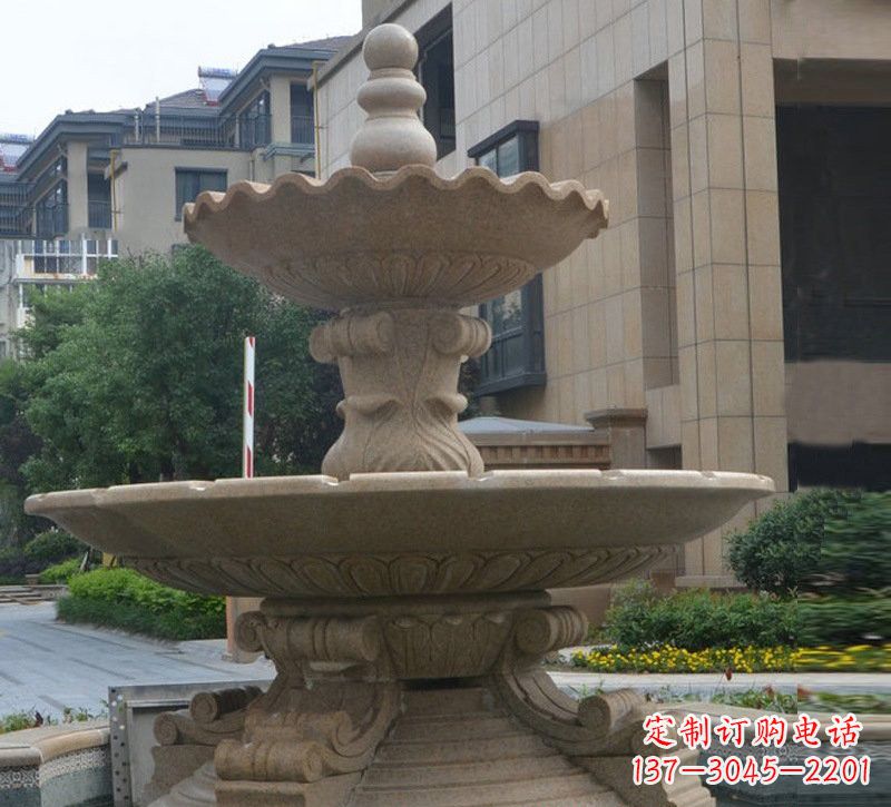 山西简约双层大理石喷泉雕塑