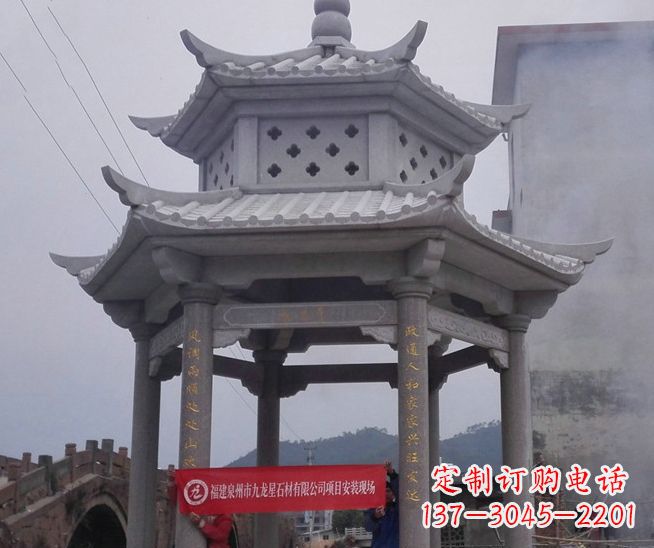 山西大理石双层石雕凉亭——独特的艺术结晶