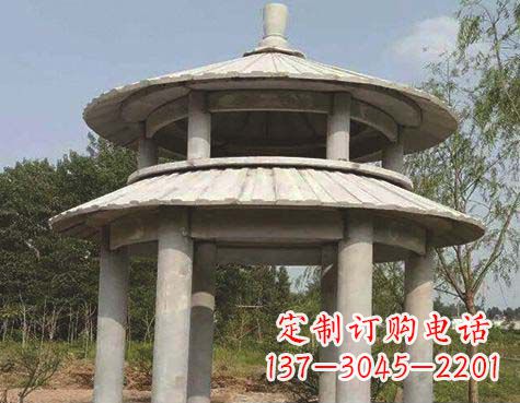 山西大理石双层圆顶凉亭石雕