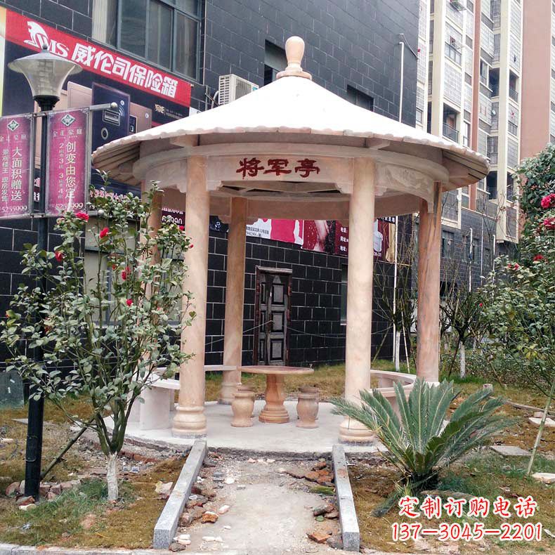 山西精美大理石凉亭雕塑