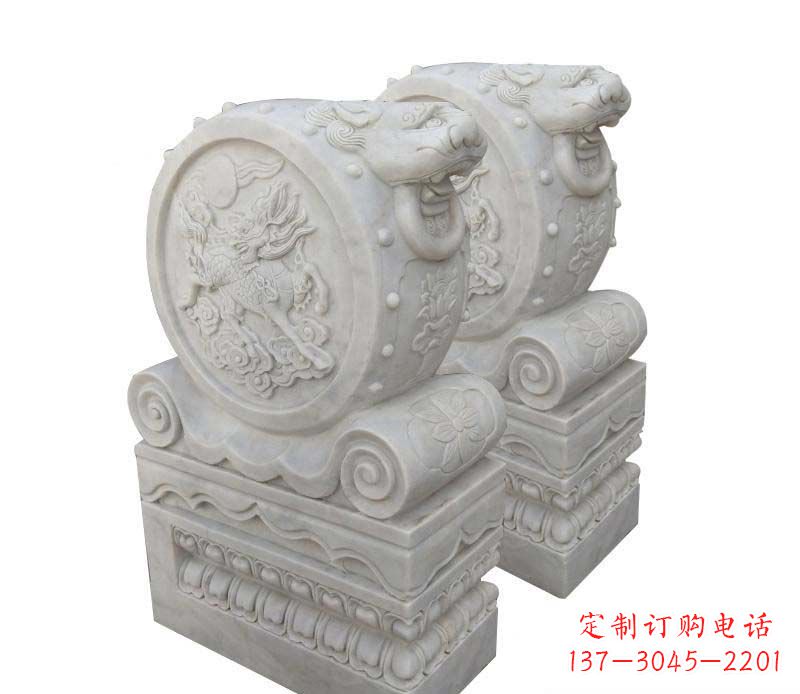 山西大理石狮子头门墩雕塑