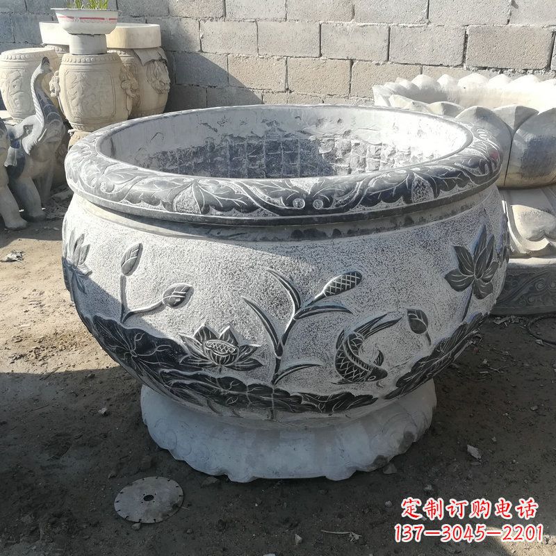 山西大理石水缸雕塑