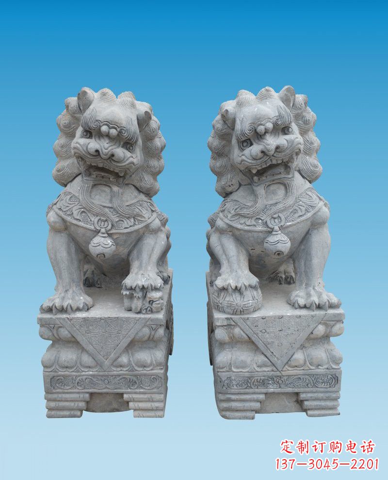山西精致雕刻的大理石狮子雕塑