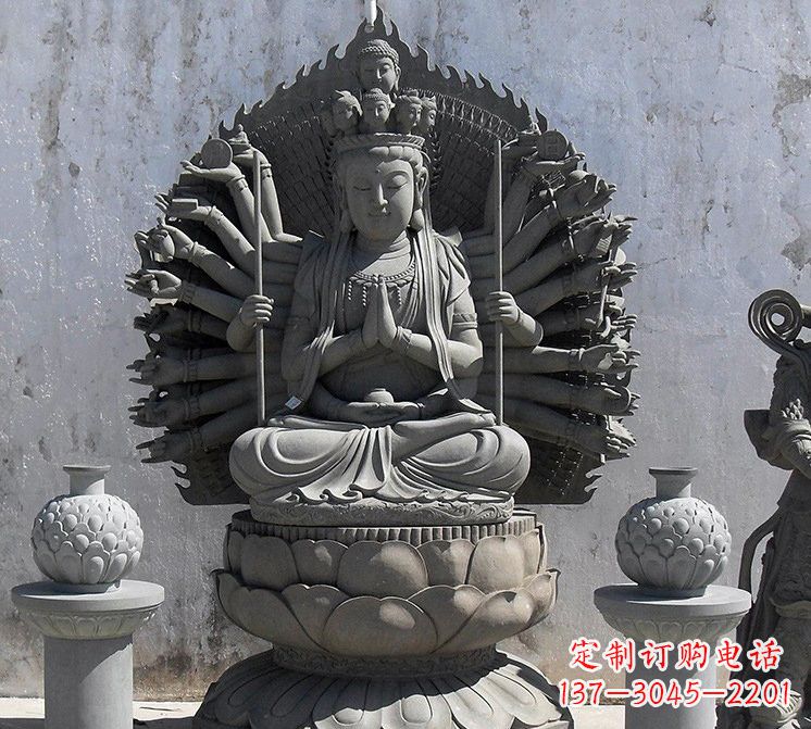 山西宗教庙宇千手观音大理石雕塑