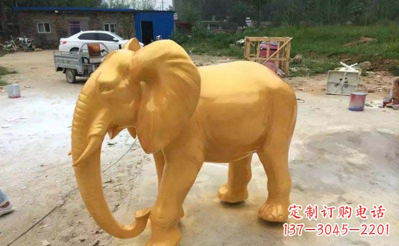 山西精美的大象玻璃钢仿铜雕塑