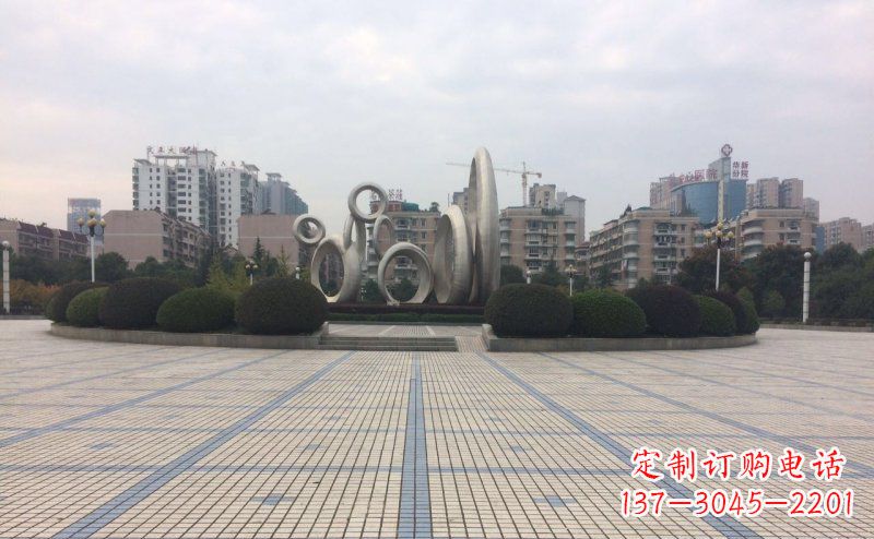 山西大小圆环广场不锈钢雕塑