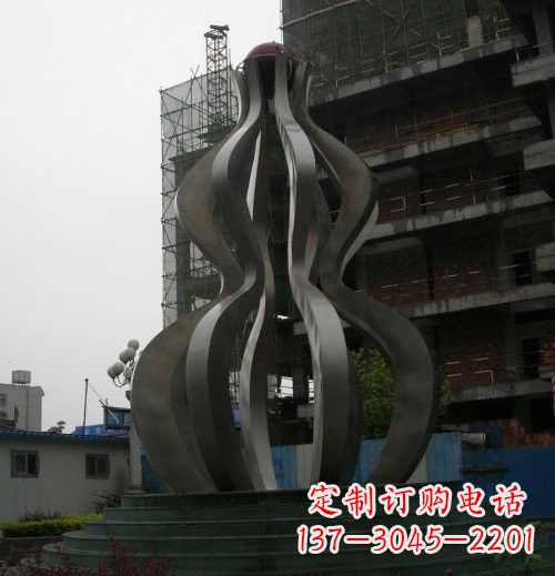 山西大型不锈钢抽象葫芦雕塑