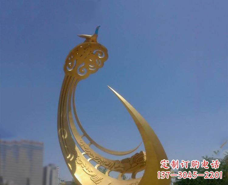 山西大型不锈钢创意凤凰雕塑