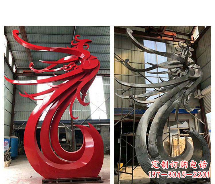 山西优雅凤凰不锈钢摆件雕塑