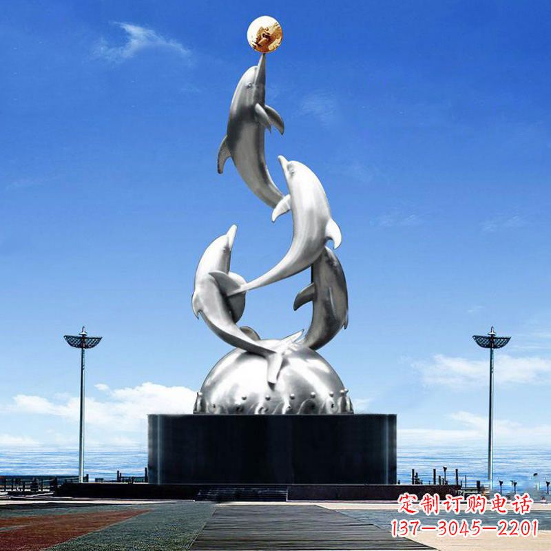 山西引领潮流的不锈钢海豚雕塑