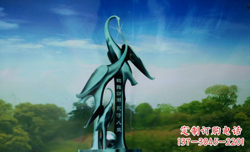山西精致的不锈钢仙鹤雕塑