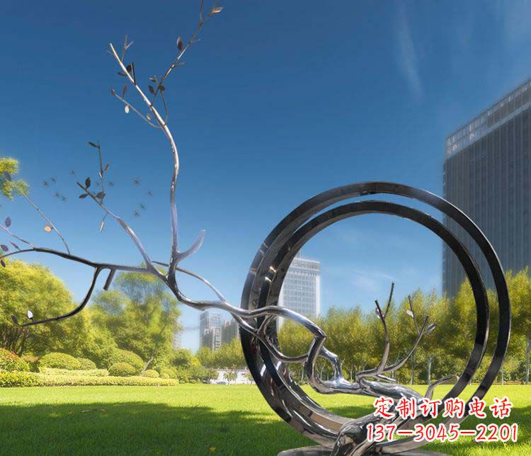 山西超大不锈钢环形景观雕塑