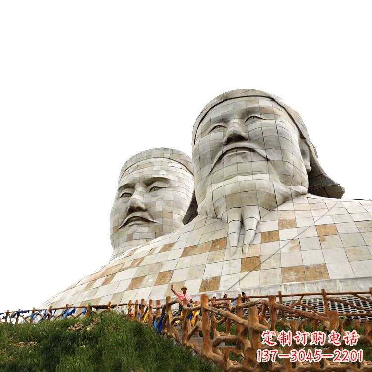 山西大型成吉思汗石雕头像景观雕塑