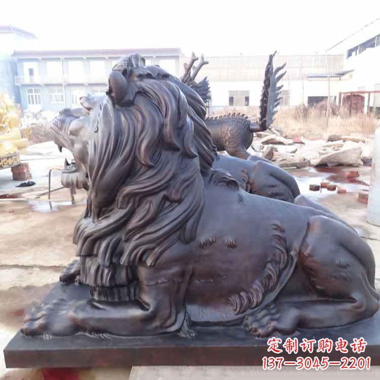 山西纯铜港币狮子动物雕塑