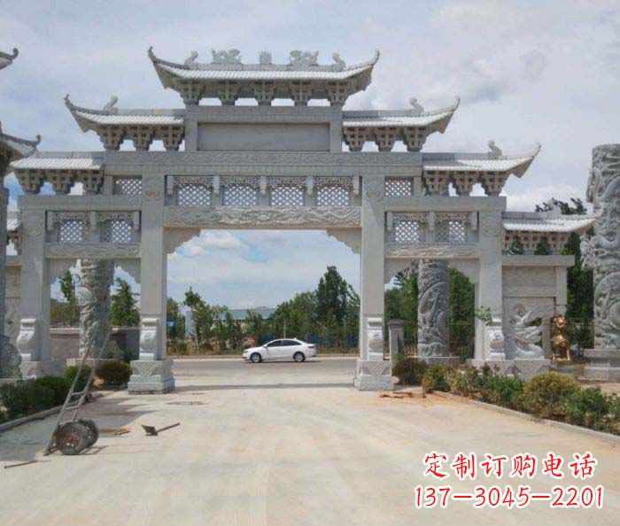 山西大型村口牌坊石雕