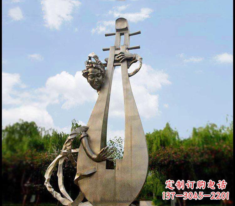 山西精美铜雕琵琶雕塑