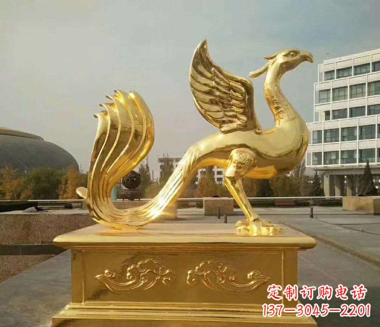 山西大型凤凰动物铜雕塑