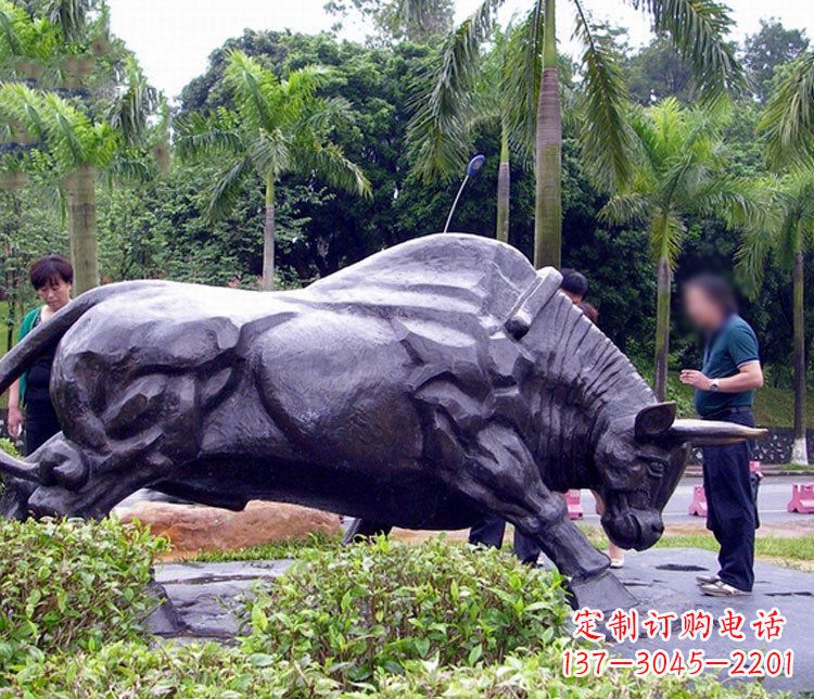 山西大型公园动物牛铜雕塑