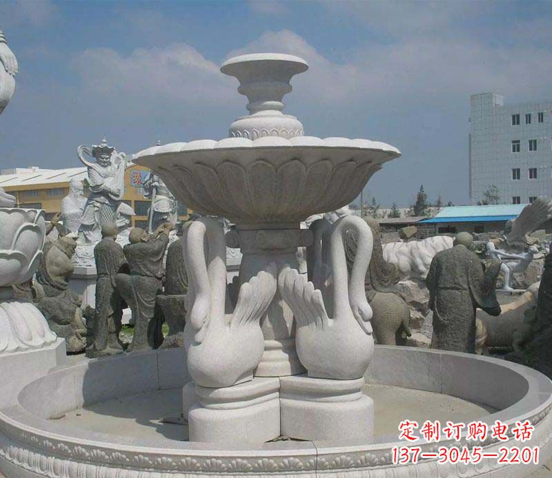 山西汉白玉高端天鹅雕塑