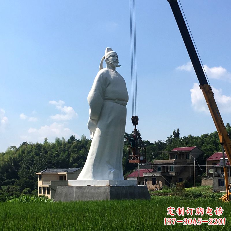 山西经典汉白玉诗仙李白石雕像