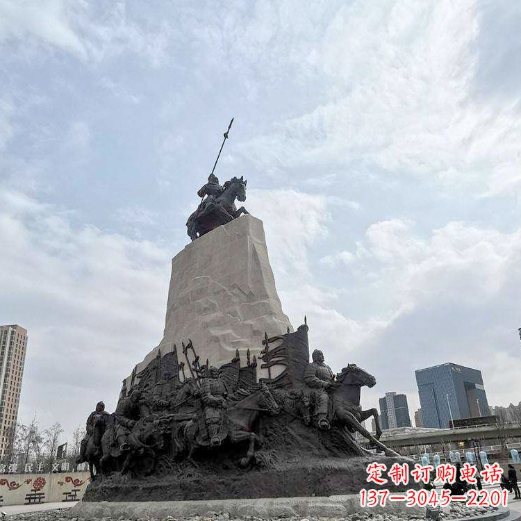 山西大型霍去病景观雕塑-中国历史名人西汉名将石雕像
