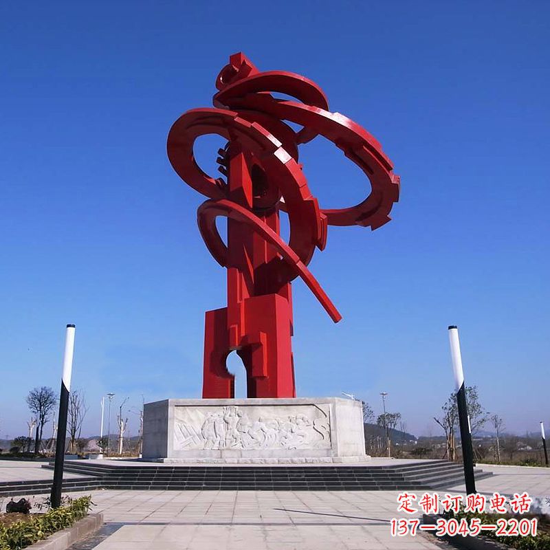 山西大型龙形不锈钢景观雕塑-广场抽象神兽景观标识