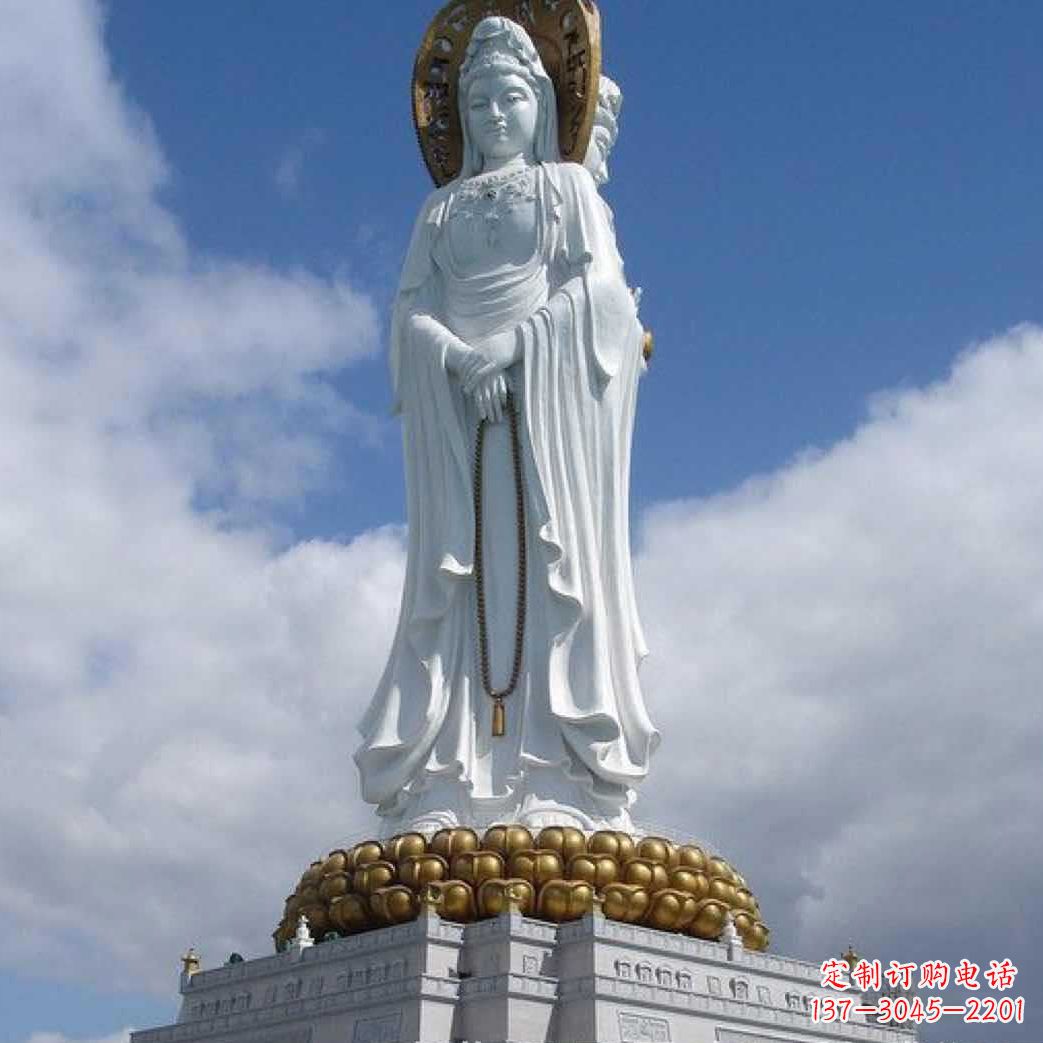 山西大型三面观音菩萨石雕