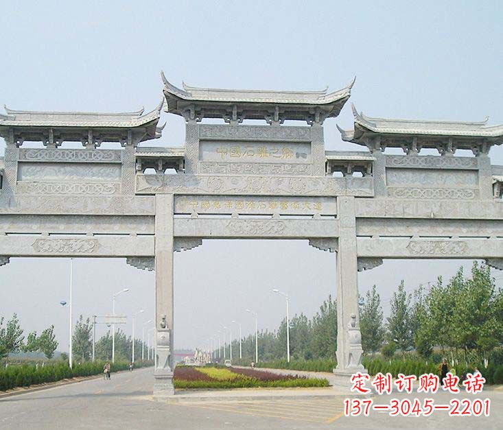 山西大型三门牌坊石雕