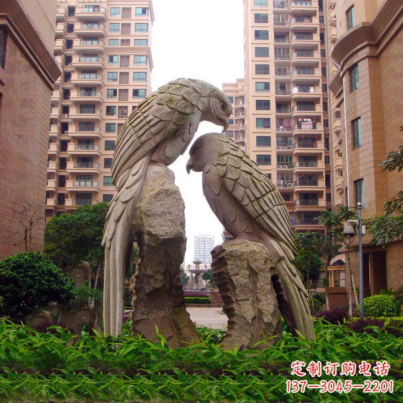 山西精美石雕鹦鹉雕塑