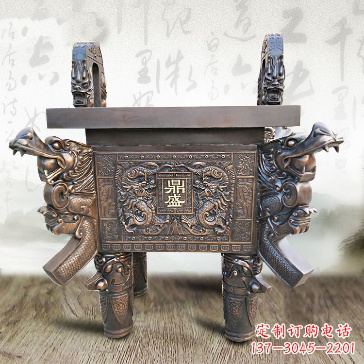 山西典雅双龙四龙铜鼎雕塑