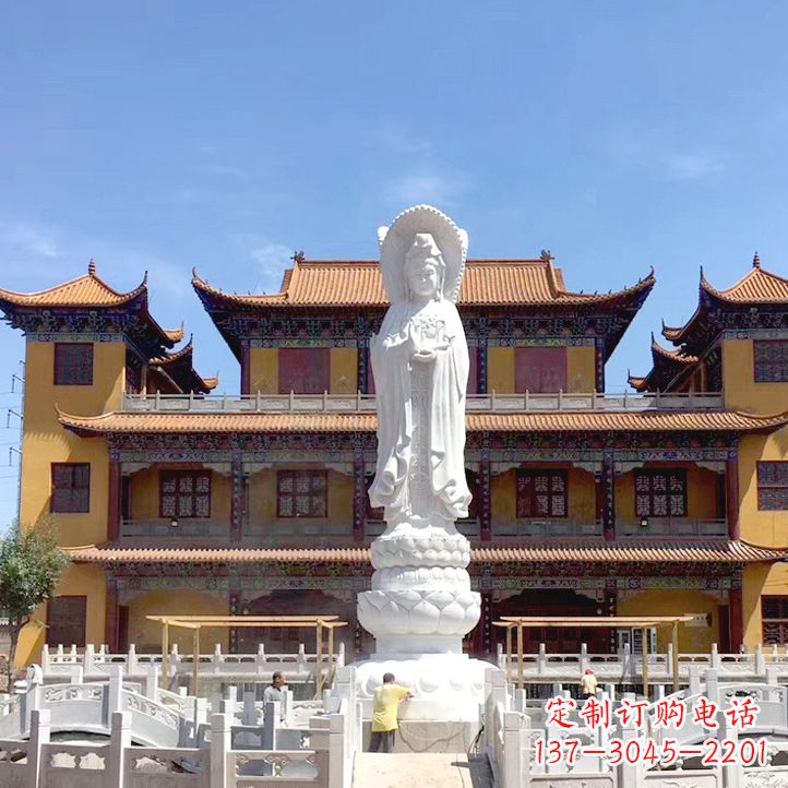 山西精美汉白玉观音石雕塑