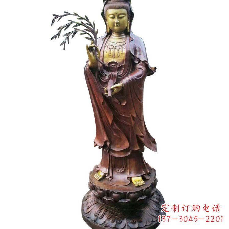 山西高贵优雅的观音铜雕塑