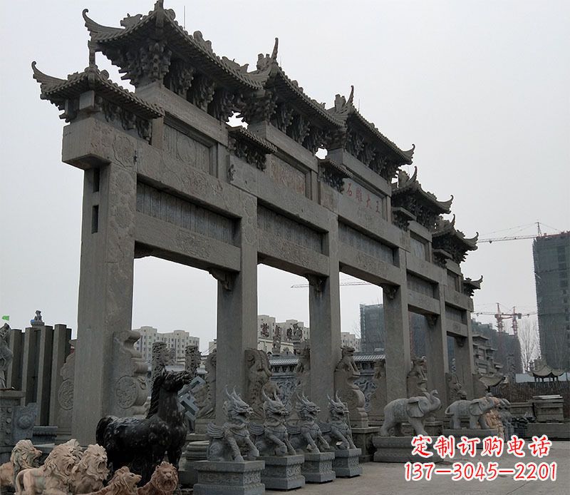 山西精美仿古牌坊石雕