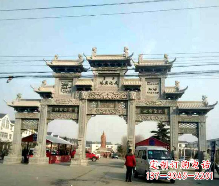 山西大型五门石雕牌坊 (3)