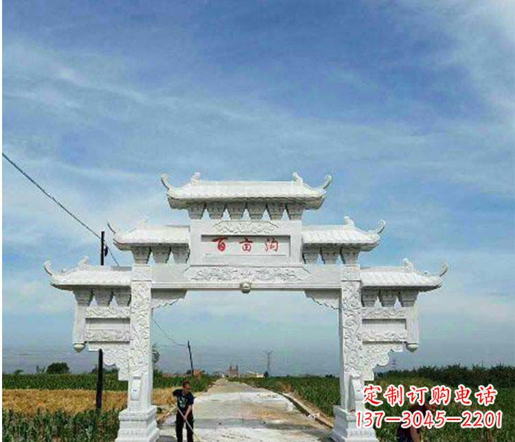 山西单门石牌坊石雕_2