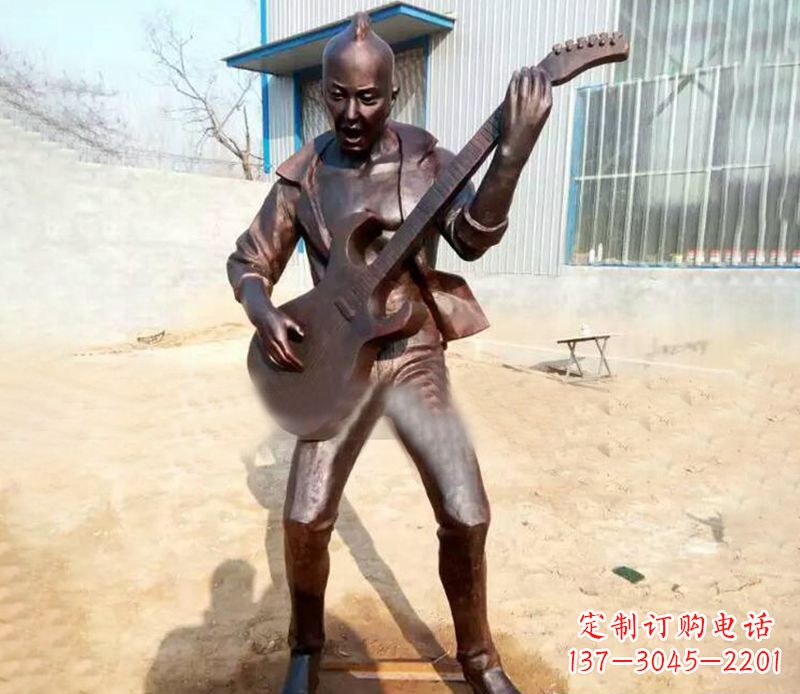 山西精致细腻的铜吉他雕塑