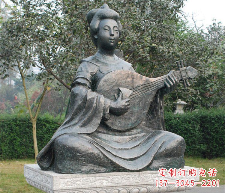 山西弹琵琶的乐妓古代人物铜雕