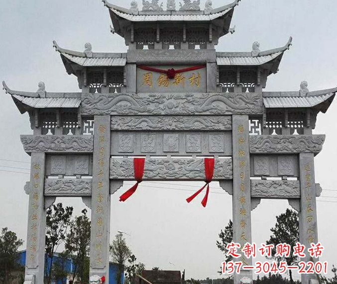 山西精美石雕牌坊雕塑