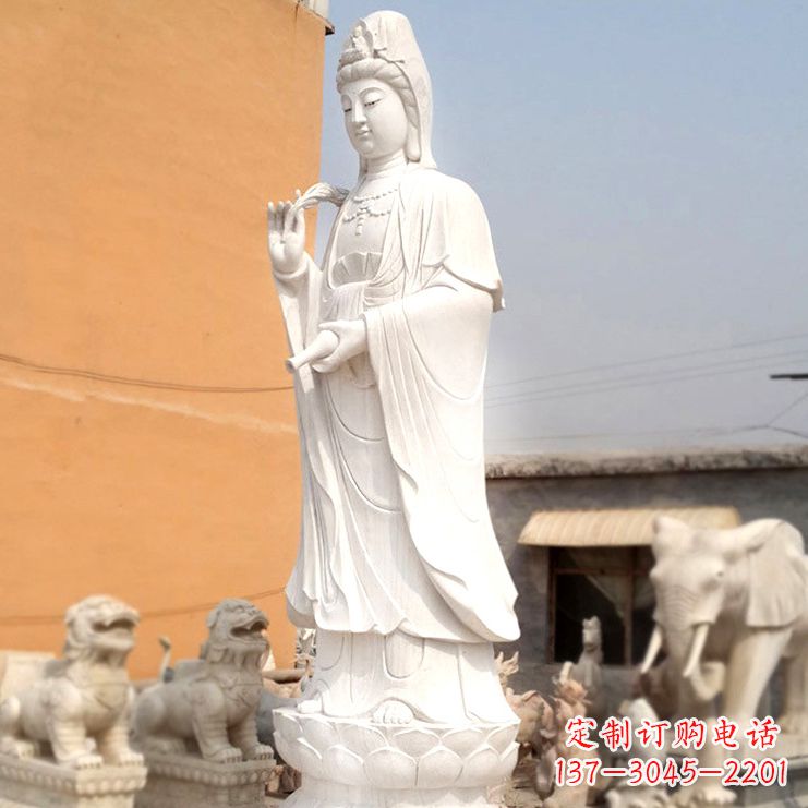 山西滴水观音汉白玉石雕佛像